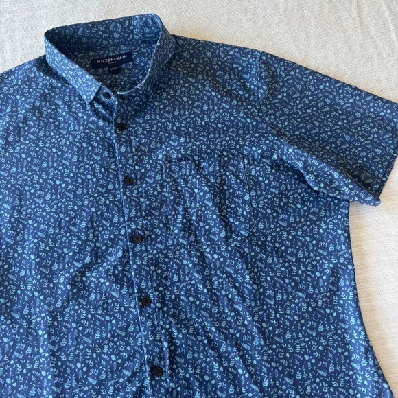 Mizzen+Main Other - Mizzen+Main Leeward Trim Fit Short Sleeve Shirt XL Navy Blue Floral 1WS-0043-T